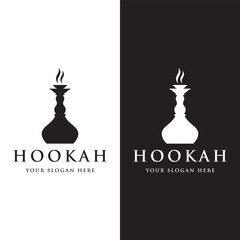 Isolated hookah, shisha or water pipe Logo design for club, bar, cafe and shop.