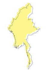 Myanmar map 3d color map.
