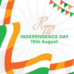 happy india independence day greeting social media post design, 15th august india independence day