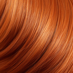 Close-up of a bunch of copper-colored shiny natural hair . Generative AI