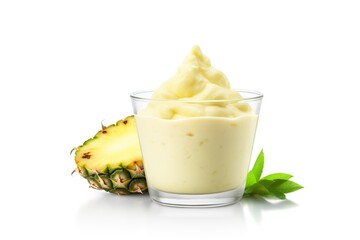 Smoothie Pineapple fruits yogurt isolated on white background PNG