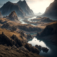 sunset in the mountains