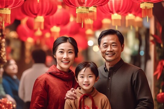 Asian Chinese Family A Celebration Chinese New Year