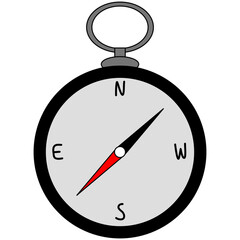 outline compass for hiking, mountain, elements