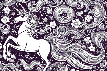 vector hand drawn unicorn outline illustration captures