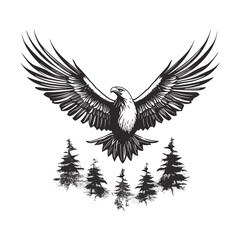 Fototapeta premium Minimalist vector of an eagle. Suitable for logo or tattoo.