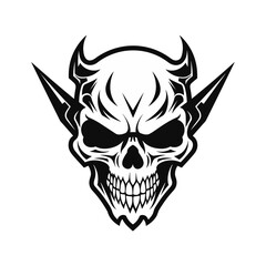 Hard rock metal skull with horns.