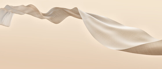 Beige flying fabric. Abstract background. 3D render © eriksvoboda