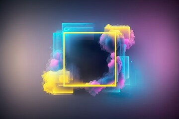 n abstract square frame with cloudy background. Generative AI