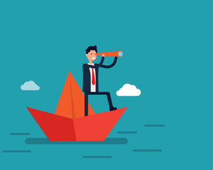 Direction of business and management. Flat business cartoon, Leadership concept.