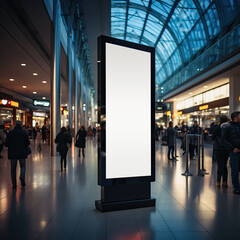 Blank customizable digital signage screen in a public location, generative ai