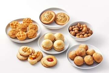 Fototapeta premium variety of delicious cookies and pastries on a plate. Generative AI