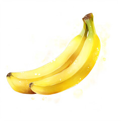 Painted drawing portrait of a bananas isolated on a white background