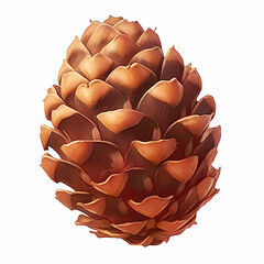 Painted drawing portrait of a pine cone on a white background - obrazy, fototapety, plakaty