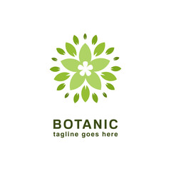 minimalist vector illustration green logo leaves growth ecology botanic nature