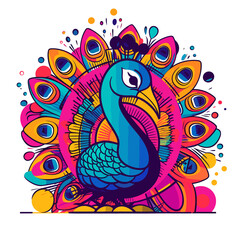 Fototapeta premium Peacock, TShirt Design , graphic design, Generative Ai