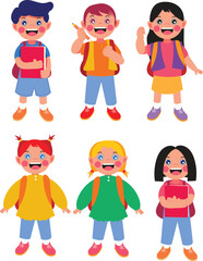 illustration vector graphic of back to school. student set bundle. perfect for posters, flyers, backgrounds