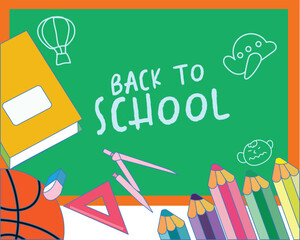illustration vector graphic of back to school. chalkboard backgrounds. perfect for posters, flyers, backgrounds