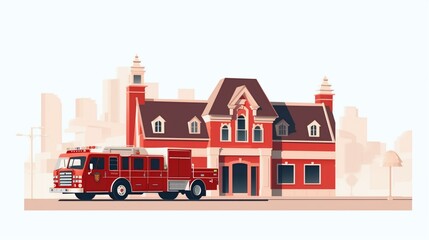 Naklejka premium Illustration of fire station on white background