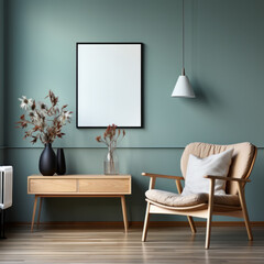  Contemporary Poster Mock up. Scandinavian Interior Design Background,ai generative