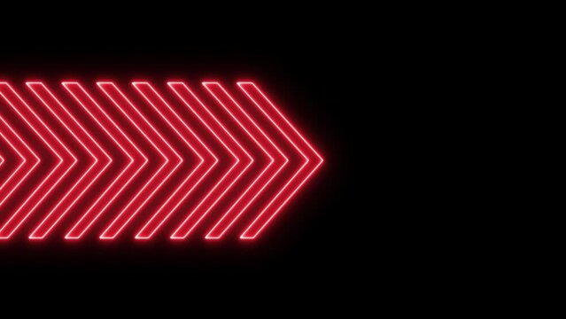 abstract nice neon arrow line red animation Black background animation.
