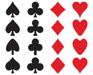 Set of symbols on playing cards on a white background