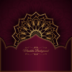 red luxury background, with gold mandala ornament