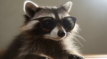 Raccoon wearing sunglass 