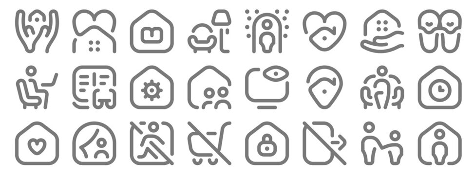 stay at home line icons. linear set. quality vector line set such as stayhome, do not go out, do not, stayhome, rest, observation, house, isolation, stayhome