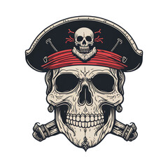 Fototapeta premium Pirate Skull Illustration, Generative AI
