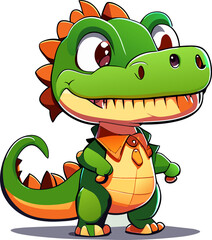 cute crocodile cartoon character style for kid png file transparent