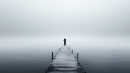 Obraz premium silhouette of a person in a fog