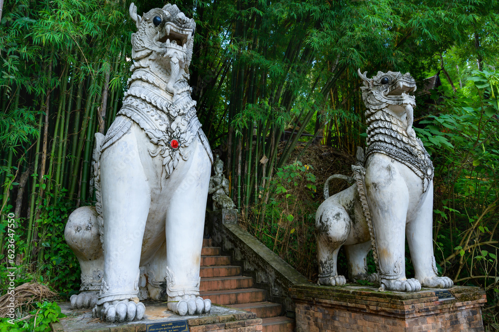 Wall mural Lanna style stucco with shady environment in Chiang Mai province