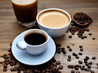 cup of coffee with beans