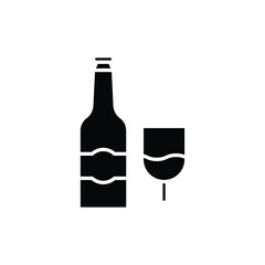 bottle and glass icon. solid icon