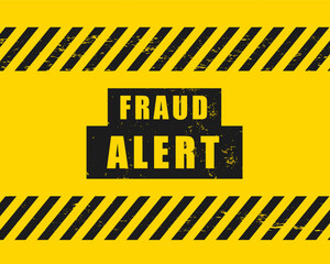 fraud alert warning background to avoid financial scam or crime - obrazy, fototapety, plakaty