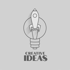 light bulb and rocket icons represent success idea concept