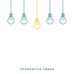 set of five light bulb with genius idea concept background