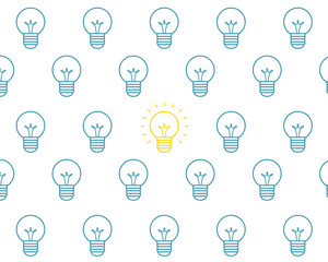 collection of light bulb with effective thinking concept background
