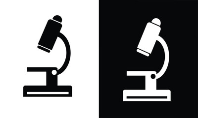 Microscope icon vector. Microscope silhouette. School supplies icon vector. Back to school concept. Learning and education icon. Flat vector in black and white.