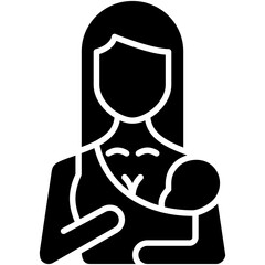 Breastfeeding Icon. Mother Feed Baby Milk Symbol Stock Illustration. Vector Solid Icons For UI Web Design And Presentation