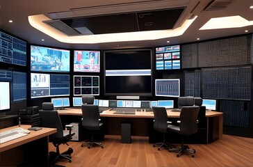 Naklejka premium Sala de control TV