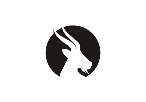 Rustic Goat Head Horns Silhouette logo design inspiration