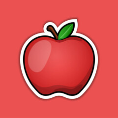 apple icon logo vector. illustration of a apple with outline design printed on paper. fresh apple fruit logo emoji sticker. red apple vector