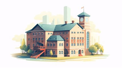 Obraz premium Illustration of school building isolated on white background