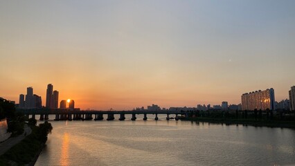 sunset over the river