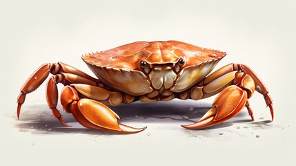 Realistic illustration of crab isolated on white background - obrazy, fototapety, plakaty