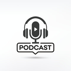 Podcast. Vector flat illustration, icon, logo design