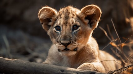 Cute baby lion cub