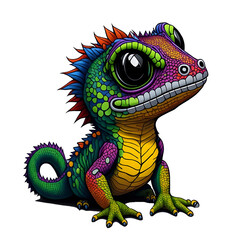 Multi-color Chibi Lizard illustration PNG, Generative AI